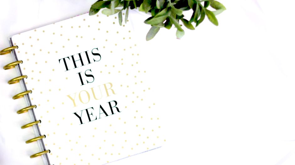A stylish planner with motivational text and polka dot design, perfect for a fresh start.